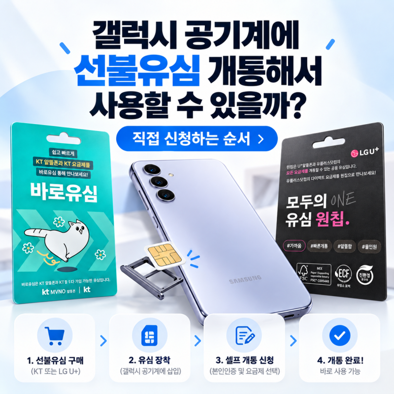 갤럭시 공기계에 선불유심 개통해서 사용할 수 있을까? 직접 신청하는 순서