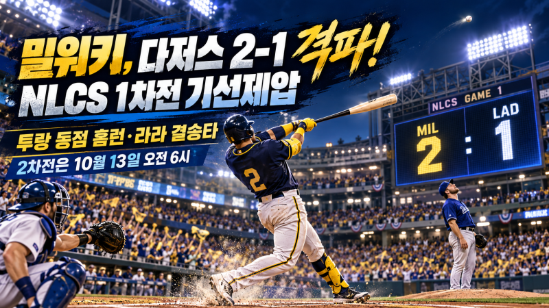 밀워키 다저스 2-1 격파! NLCS 1차전 투랑 동점 홈런·라라 결승타…오타니는?