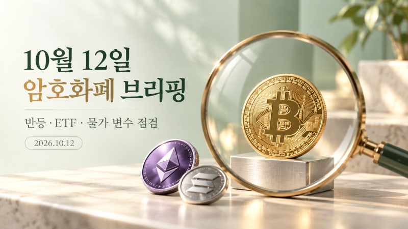 10월 12일 암호화폐 브리핑｜주요 코인 반등, ETF 수급과 미국 물가 지표에 주목
