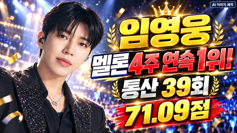 임영웅 '또또' 멜론 4주 연속 1위! 통산 39회 정상·71.09점 기록