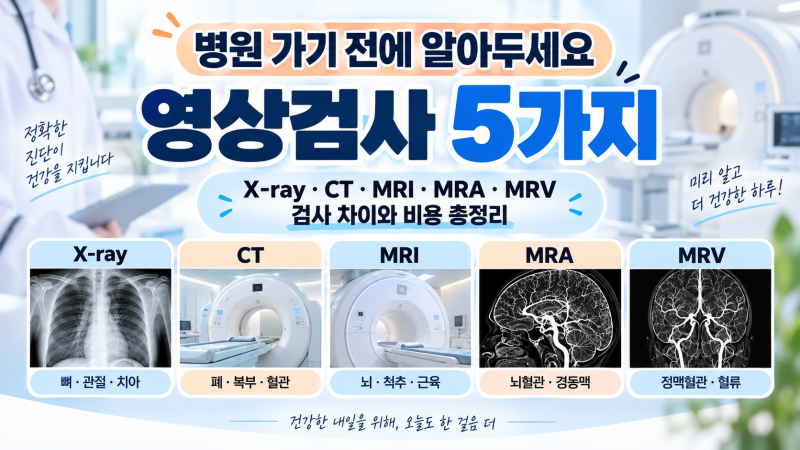 X-ray·CT·MRI·MRA·MRV 검사 차이와 비용 총정리｜병원 가기 전 알아두면 좋은 건강정보