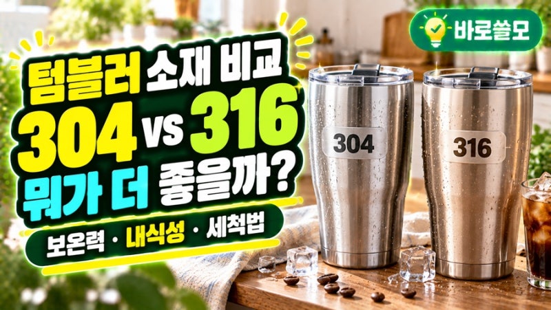 텀블러 스테인리스 304 316 차이, 316이 더 좋을까? 보온력·안전성·세척법 비교!