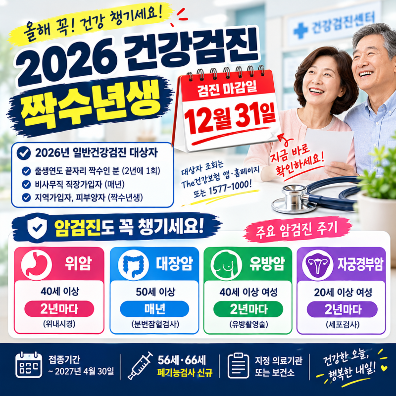 국가건강검진 대상자 조회 2026 짝수년생 확인법과 연말 마감 전 체크