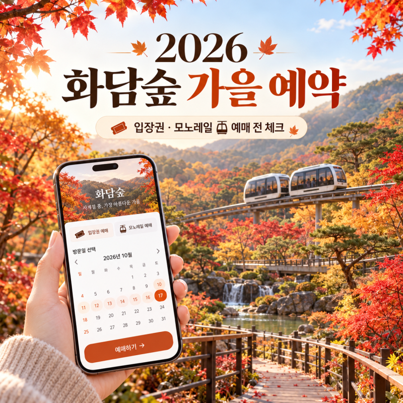2026 화담숲 가을 예약 방법, 입장권과 모노레일 예매 전 확인사항