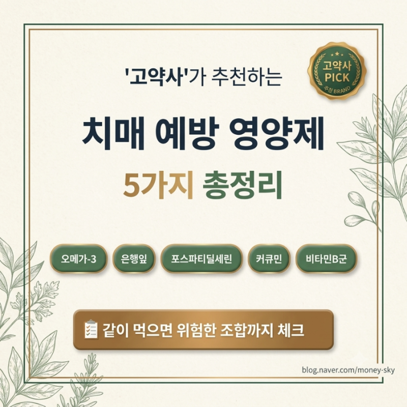 치매 예방 영양제 5가지, 고약사 추천 조합 총정리