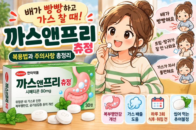 까스앤프리츄정 복용법, 배에 가스 찰 때 하루 몇 번? 씹어 먹어야 할까