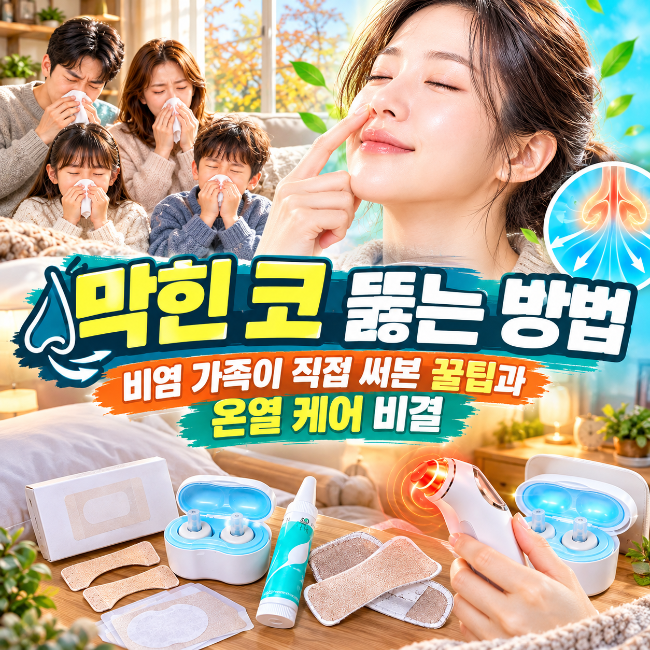 "막힌 코 뚫는 방법" 비염 가족이 직접 써본 꿀팁과 온열 케어 비결