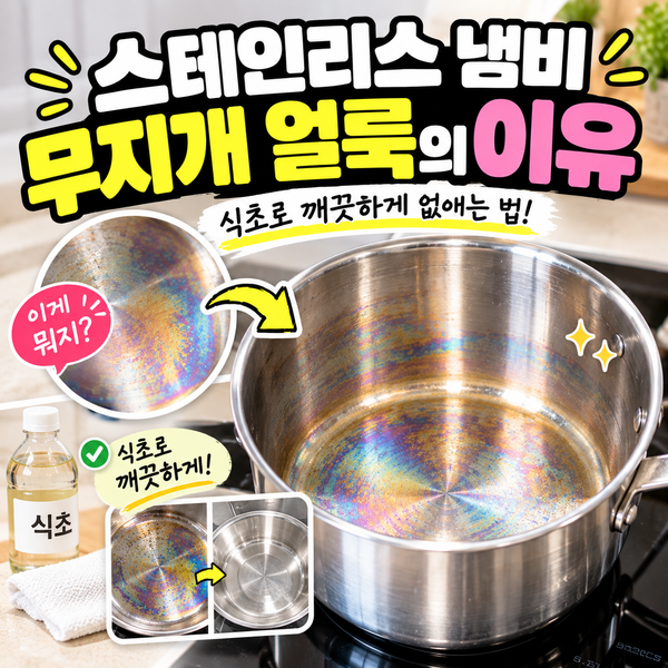 스테인리스 냄비 무지개 얼룩, 식초 세척으로 말끔하게 없앤 방법