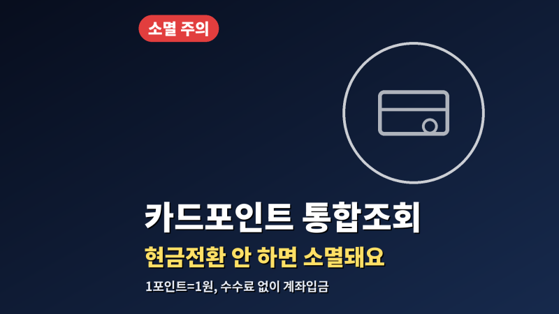 카드포인트 통합조회, 현금전환 안 하면 소멸돼요