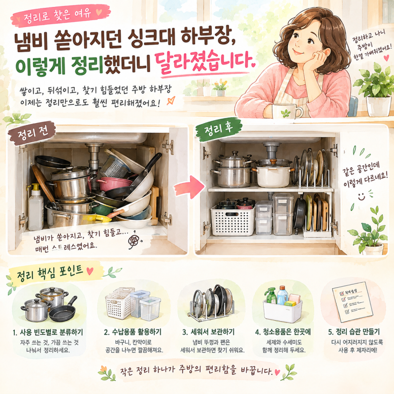 냄비 쏟아지던 싱크대 하부장, 이렇게 정리했더니 달라졌습니다