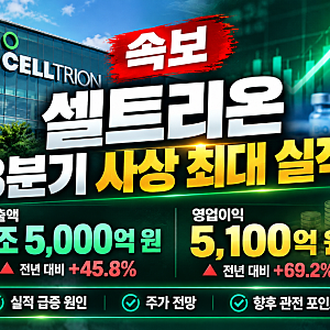 셀트리온 3분기 실적 발표 영업이익 5,100억 사상 최대, 주가 전망은?