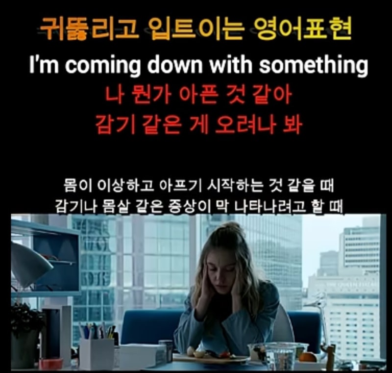 (미드영어 회화공부) 679. I'm coming down with something.(나 감기/몸살 기운이 있는거 같아)
