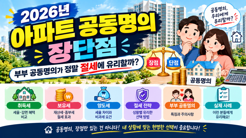 2026년 아파트 공동명의 장단점｜부부 공동명의가 정말 절세에 유리할까?