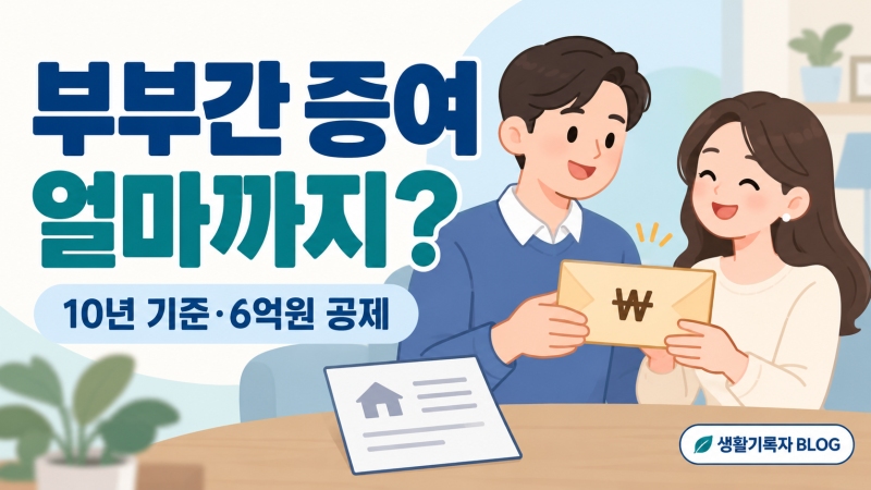부부간 증여는 얼마까지 세금이 없을까?｜10년 기준과 6억원 공제