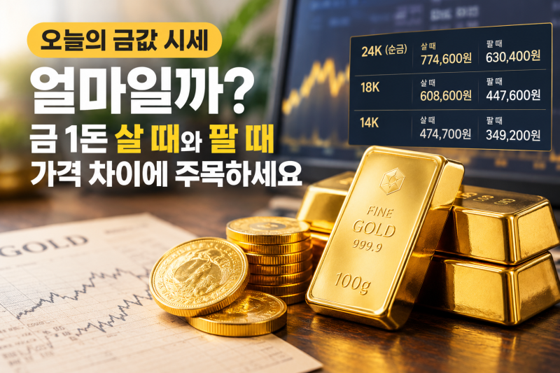 오늘의 금값 시세 얼마일까? 금 1돈 살 때와 팔 때 가격 차이에 주목하세요