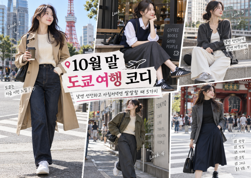 10월 말 도쿄 여행 코디｜낮엔 선선하고 아침저녁엔 쌀쌀할 때 5가지