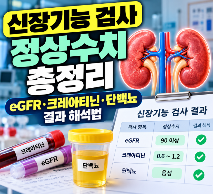 신장기능 검사 정상수치 총정리｜eGFR·크레아티닌·단백뇨 결과 해석법