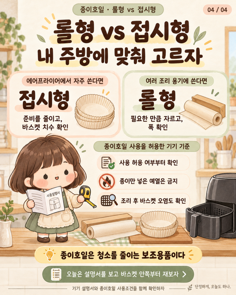 종이호일 롤형 vs 접시형｜에어프라이어에 더 편한 건?