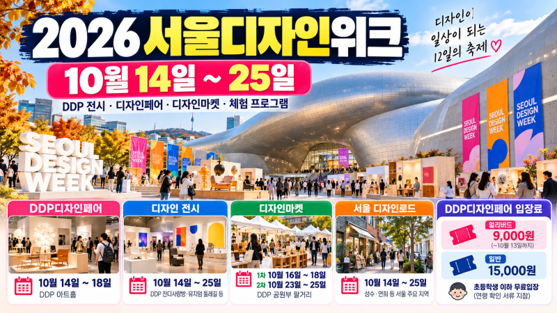 2026 서울디자인위크 10월 14일 개막｜DDP 전시·체험·예약·입장료 총정리