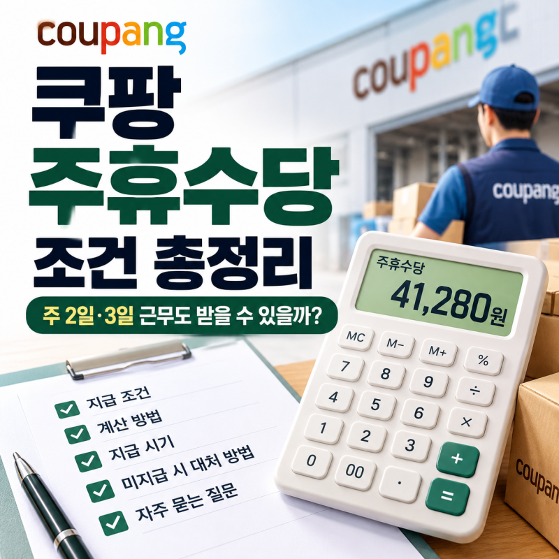 주휴수당 뜻 부터 쿠팡 주휴수당 조건까지｜주 2일·3일 알바 지급 기준 총정리