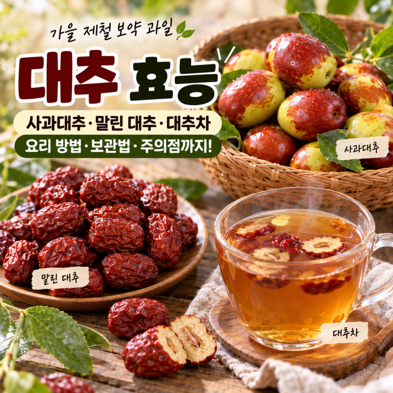 대추 효능, 사과대추,말린 대추,대추차 요리 방법 보관법 주의점