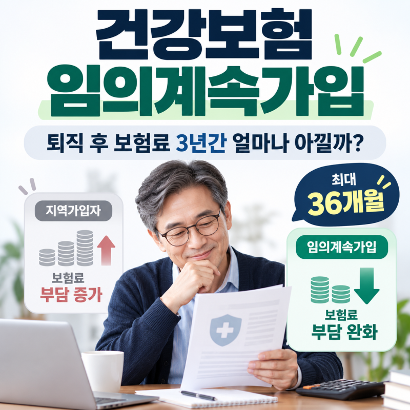 건강보험 임의계속가입, 퇴직 후 보험료 3년간 얼마나 아낄까?