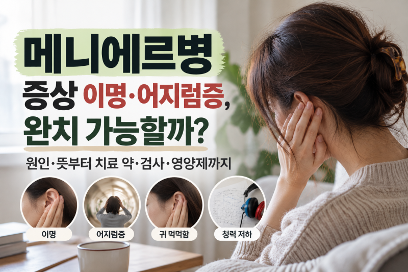 메니에르병 증상 이명·어지럼증, 완치 가능할까? 원인·뜻부터 치료 약·검사·영양제까지
