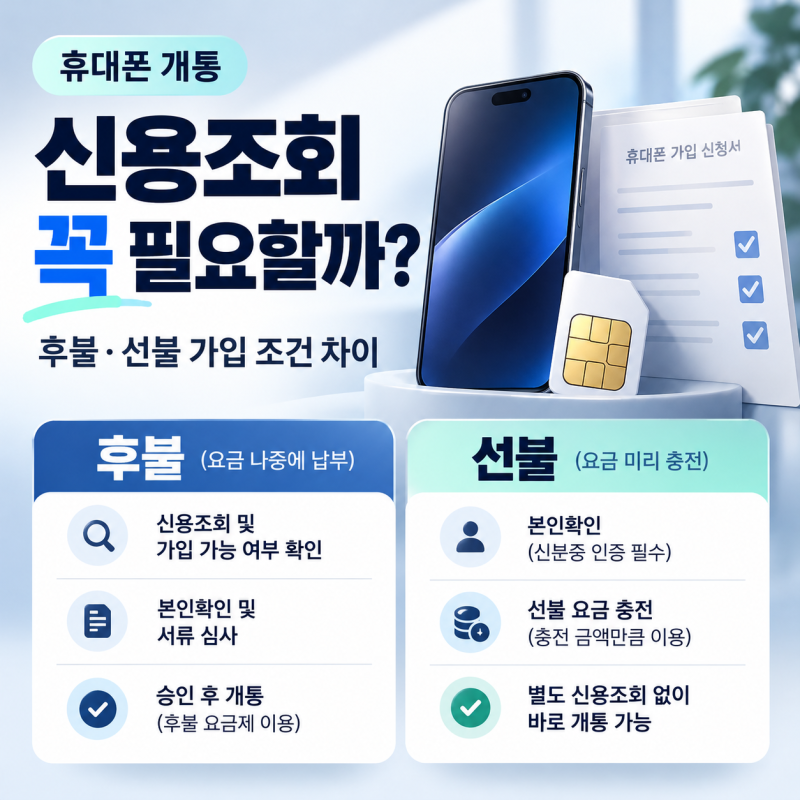 휴대폰 개통 신용조회 꼭 필요할까? 후불·선불 가입 조건 차이