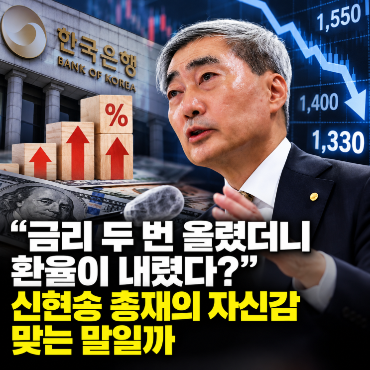 "금리 두 번 올렸더니 환율이 내렸다?"…<b>신현송</b> 총재의 자신감, 맞는....