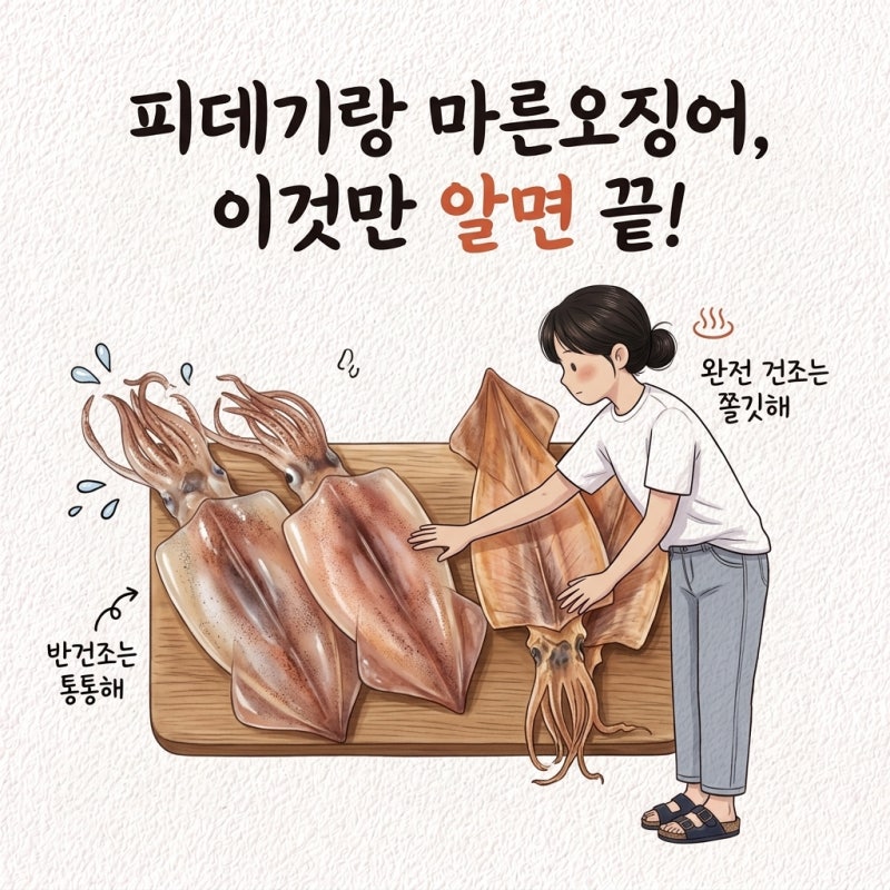 "피데기랑 마른오징어, 뭐가 달라요?" 반건조오징어 생물 피데기 차이 마른오징어 구별 효능 ....