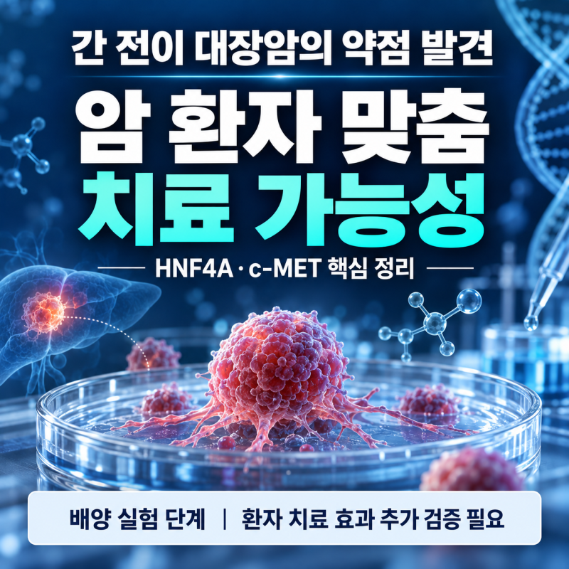 간 전이 대장암의 약점 찾았다! UNIST 연구로 본 암 환자 맞춤 치료 가능성