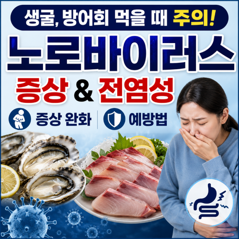 생굴, 방어회 먹을 때 주의! 노로바이러스 증상 & 전염성과 증상 완화 & 예방법