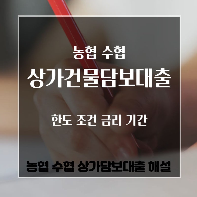 농협수협 상가건물 담보대출 한도 조건 금리 기간 4가지 완벽 정리&해결방법