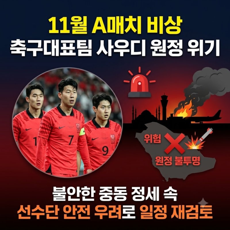 축구대표팀 사우디 원정 11월 A매치 비상 | 축구협회가 긴급 검토 나선 이유?