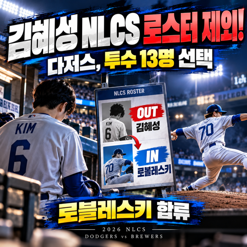 김혜성 NLCS 로스터 탈락! 다저스, 밀워키와 7전 4선승제 앞두고 로블레스키 선택한 이유