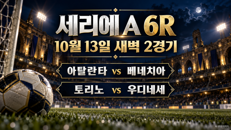 10월 13일 세리에 A 프리뷰｜아탈란타 vs 베네치아·토리노 vs 우디네세 경기 전망