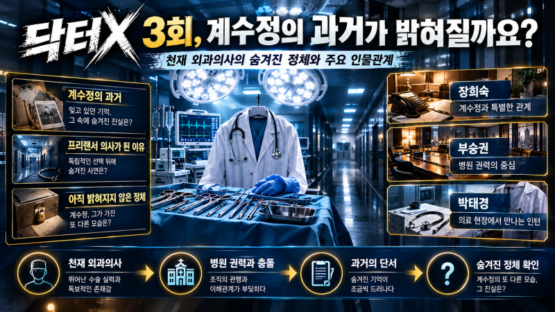 [SBS/넷플릭스]드라마 닥터X 3회 관전 포인트, 계수정의 과거와 숨겨진 정체는 무엇일까요?
