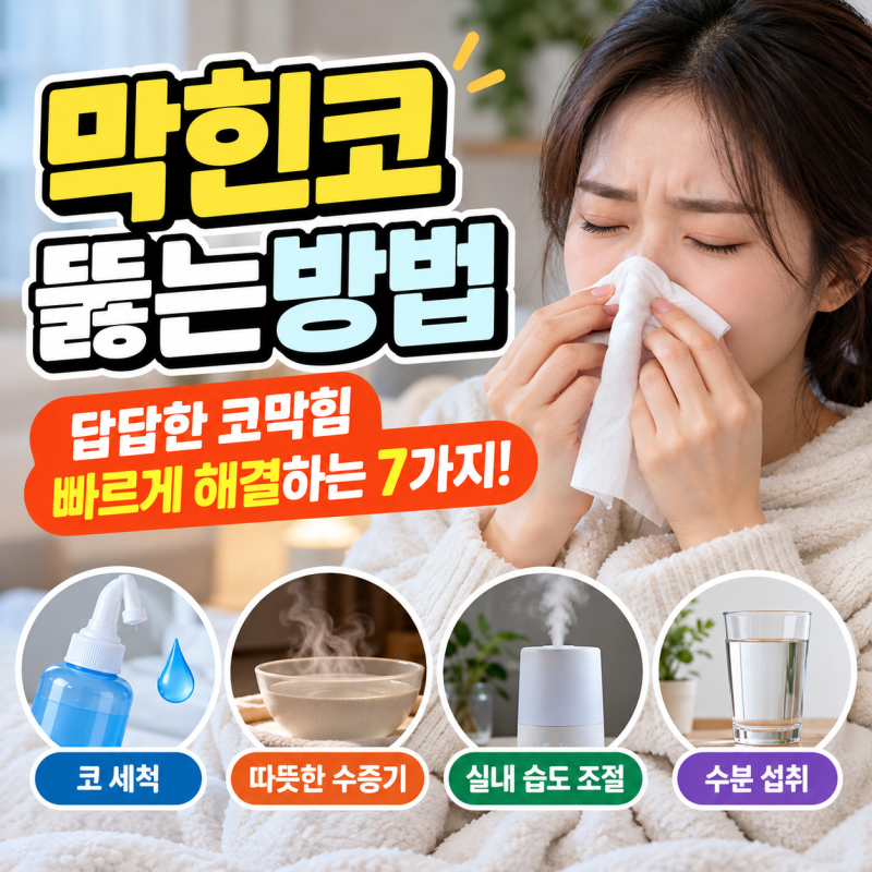 막힌코뚫는방법 7가지! 답답한 코막힘 원인부터 빠르게 완화하는 생활습관까지