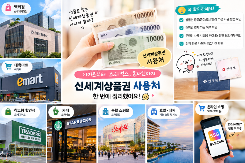 신세계상품권 사용처, 스타벅스부터 이마트·온라인 쇼핑까지 어디서 쓸 수 있을까?