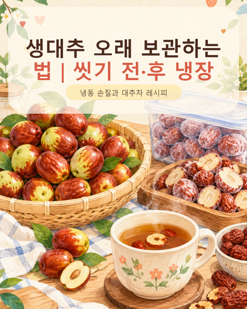 생대추 오래 보관하는 법｜씻기 전·후 냉장, 냉동 손질과 대추차 레시피