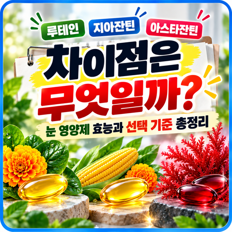 루테인 지아잔틴 아스타잔틴 차이점｜눈 영양제 효능과 선택 기준 총정리