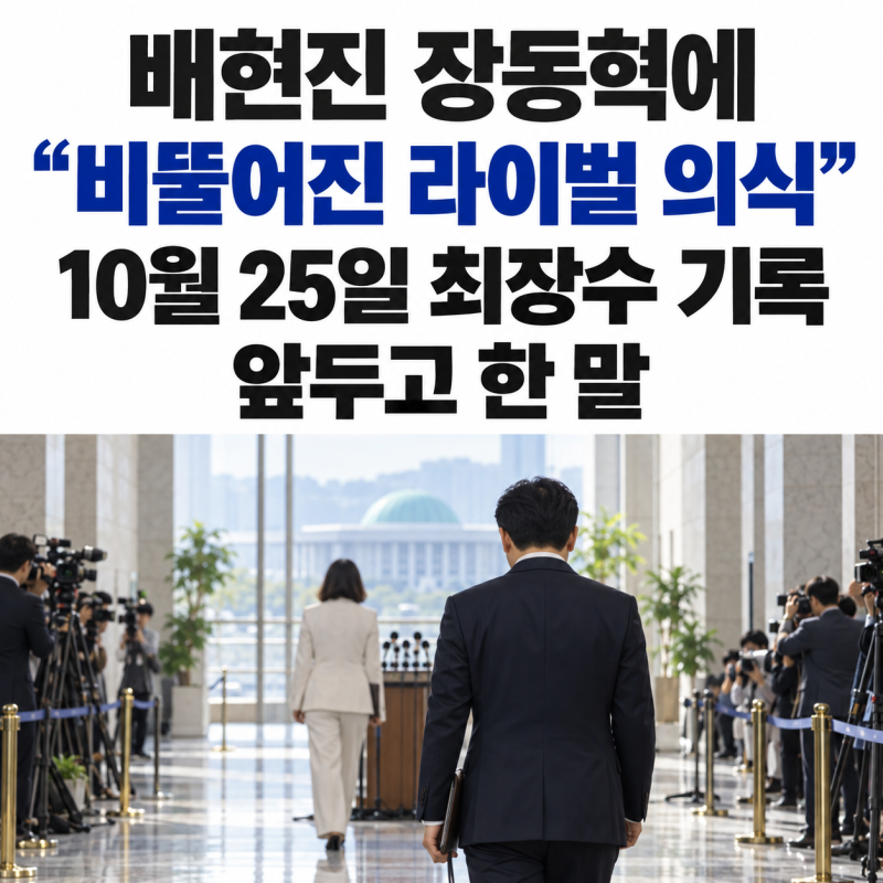 배현진 장동혁에 “비뚤어진 라이벌 의식” 10월 25일 최장수 기록 앞두고 한 말