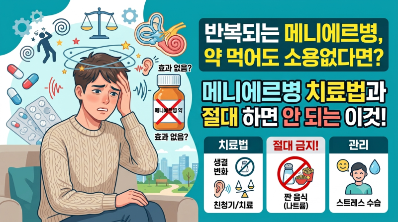 [메니에르 치료]"반복되는 메니에르병, 약 먹어도 소용없다면?메니에르병 치료법과 절대 하....