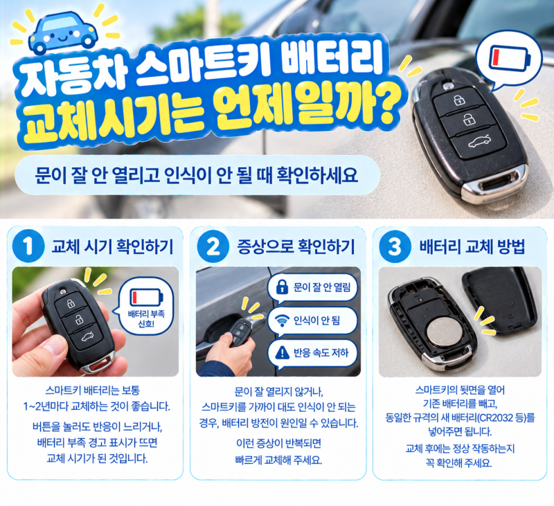 자동차 스마트키 배터리 교체시기는 언제일까?｜문이 잘 안 열리고 인식이 안 될 때 확인하....