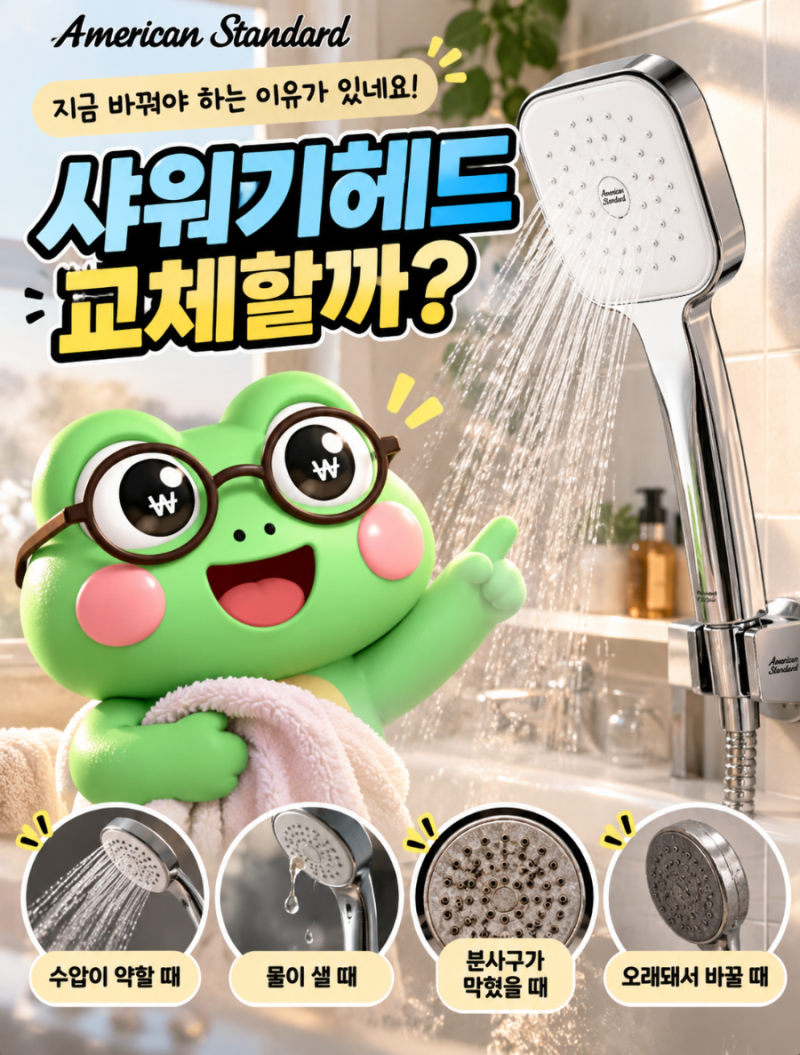 샤워기헤드 교체 언제 해야 할까? 아메리칸스탠다드 리비어 6,800원 할인 가격·수압·물샘 비....