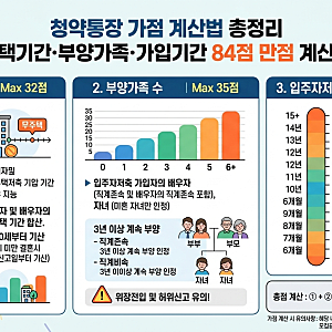 청약통장 가점 계산법 총정리｜무주택기간·부양가족·가입기간 84점 만점 계산하기