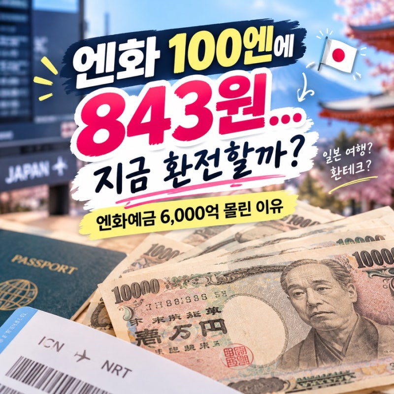 엔화 100엔에 843원...지금 환전해야 할까? 엔화예금 6,000억 몰린 이유