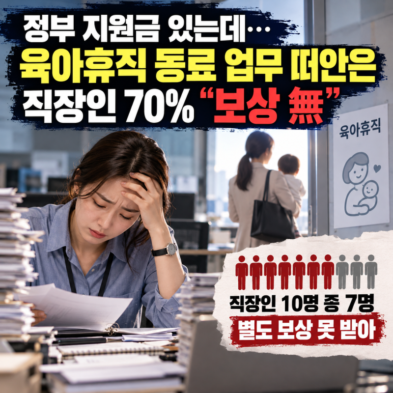 육아휴직 동료 업무 떠안은 직장인 70% 보상 못 받아…정부 지원금은 어디로 갔나?