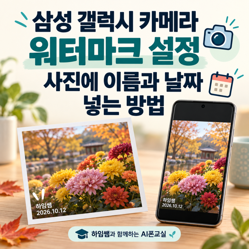 삼성 갤럭시 카메라 워터마크 설정, 사진에 이름과 날짜 넣는 방법