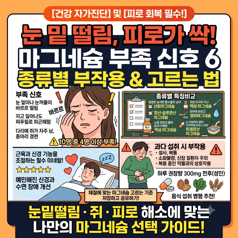 젖산 마그네슘 영양제 매일 먹는데 효능과 부작용 알고보니 부족 증상이 종류별로 달랐다